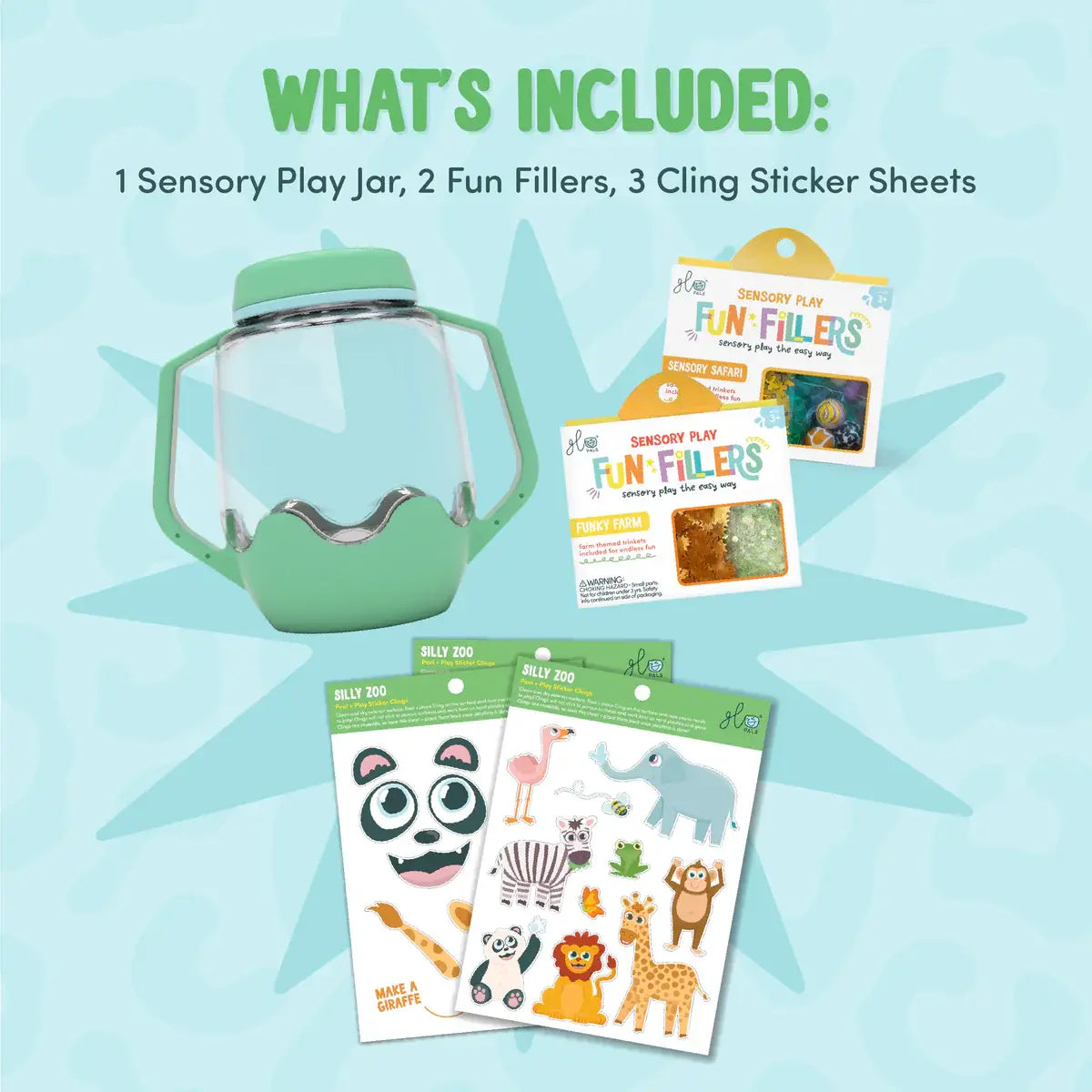 Glo Pals DIY Sensory Jar Gift Set - Green - Zoo